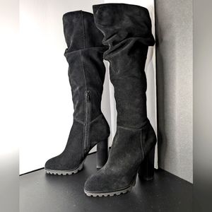 Aldo NWOT Gigondra 8 black‎ suede slouch knee high chunk heel sexy boots